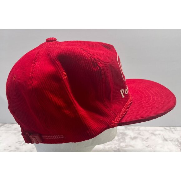 Carnation Corduroy Hat Vintage Potato Person Red Baseball Cap Ama Pro Zip Strap - Picture 6 of 11